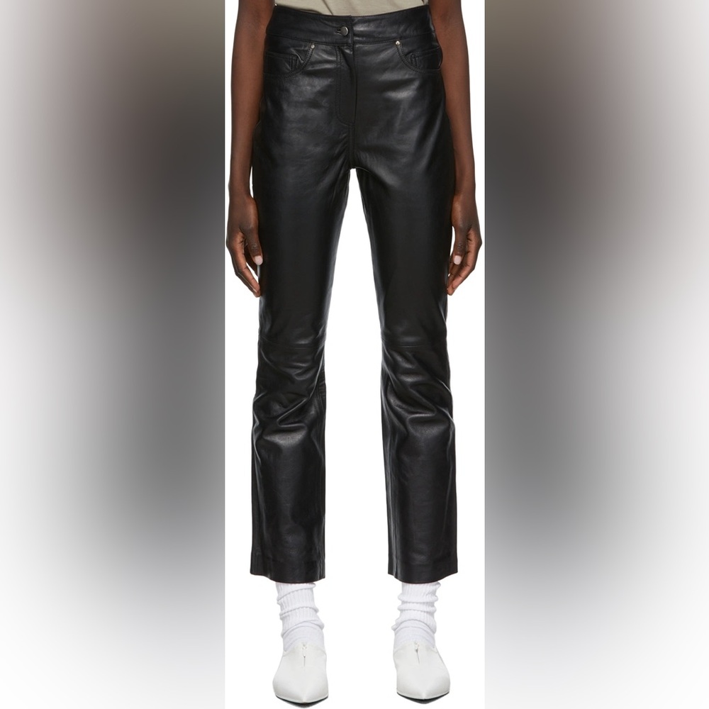 Stand Studio Black Leather Avery Cropped Trousers